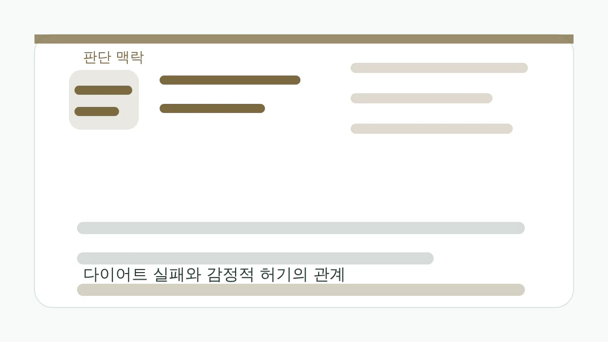 다이어트 실패와 감정적 허기의 관계 내용을 이해하기 위한 지속 가능한 체중 관리 식사 시각 자료