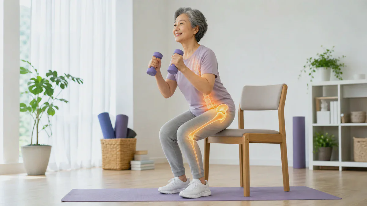 마사지건 사용을 피해야 할 신체 부위와 올바른 사용법 내용을 이해하기 위한 뼈 건강과 근력 운동 시각 자료