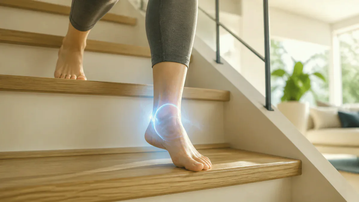 심폐지구력을 가장 효과적으로 높이는 인터벌 트레이닝 방법 내용을 이해하기 위한 발목 안정성과 계단 보행 시각 자료