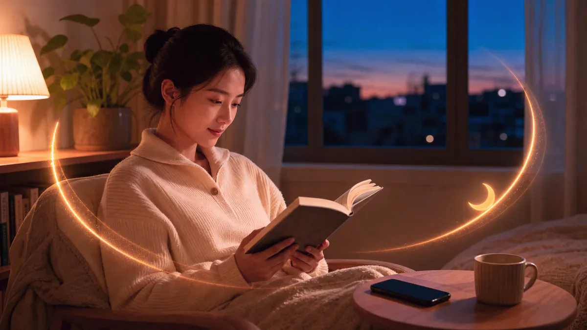 우리가 잃어버린 밤의 리듬, 이중 수면에 대하여 내용을 이해하기 위한 멜라토닌과 저녁 리듬 시각 자료