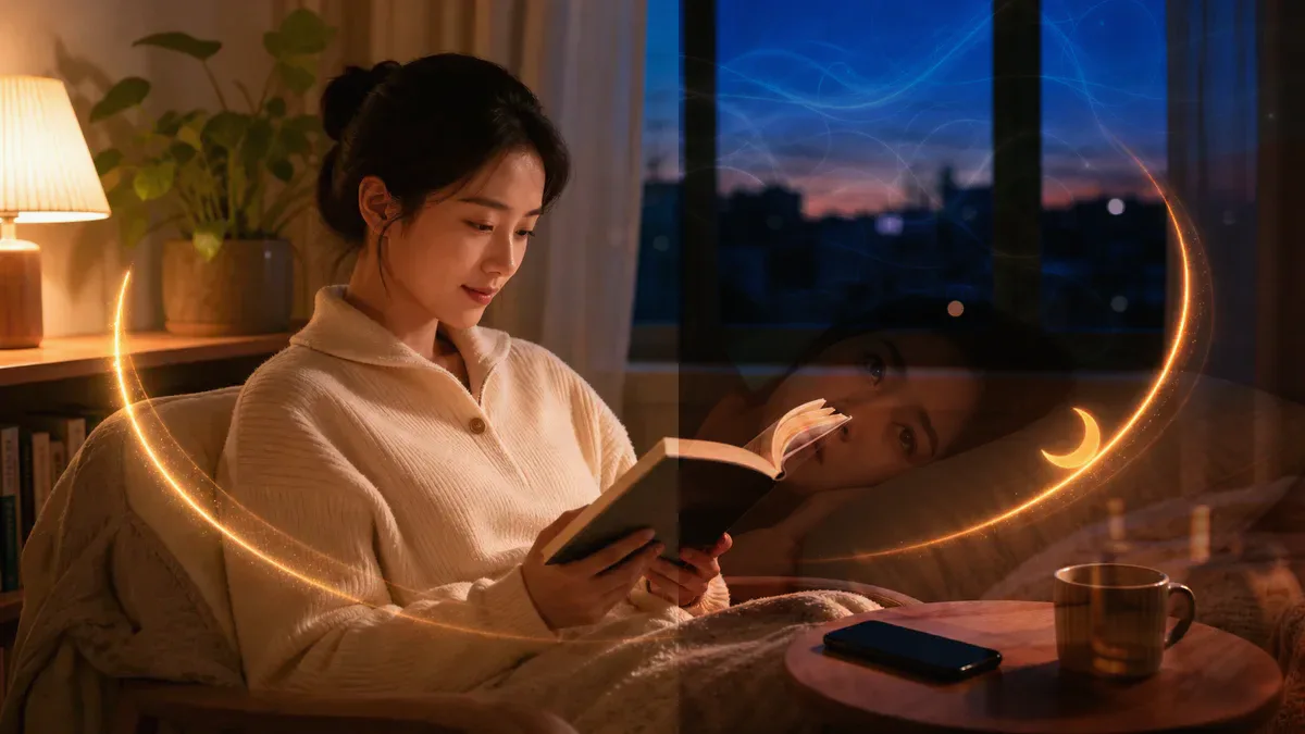 우리가 잃어버린 밤의 리듬, 이중 수면에 대하여에서 확인할 불면과 생각 과부하 실천 포인트 시각 자료