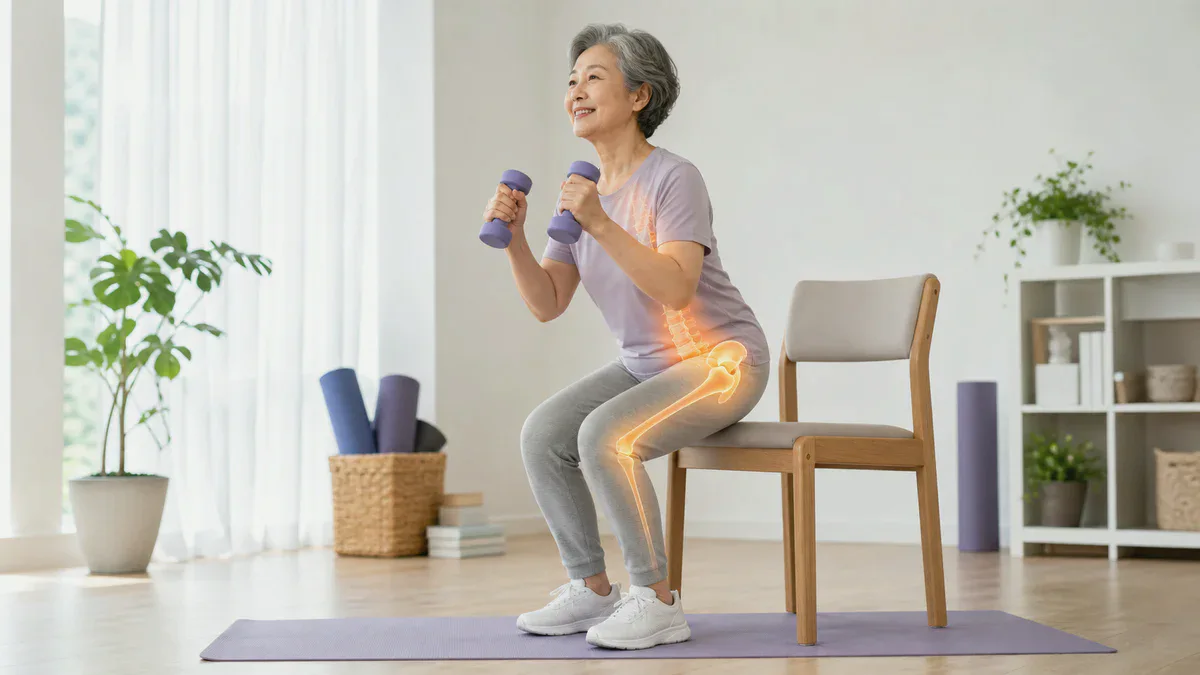 칼슘과 마그네슘이 부족할 때 나타나는 근육 경련의 원리 내용을 이해하기 위한 뼈 건강과 근력 운동 시각 자료