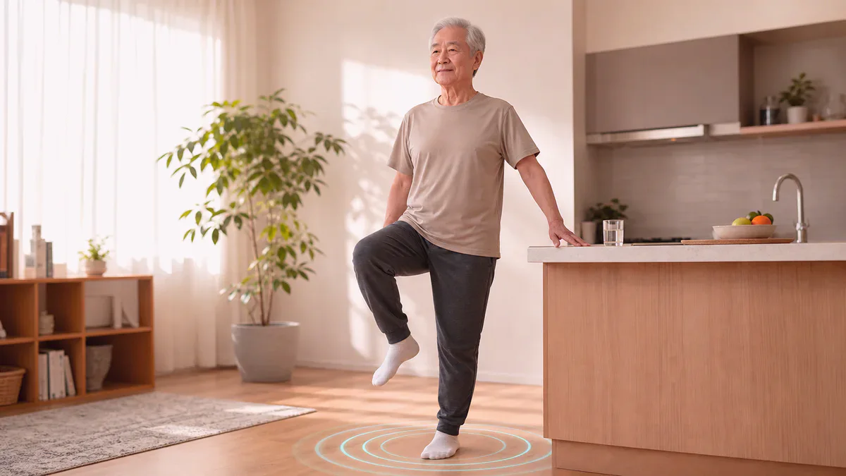 하루 루틴으로 허리 건강을 지키는 관리법 내용을 이해하기 위한 균형과 낙상 예방 시각 자료