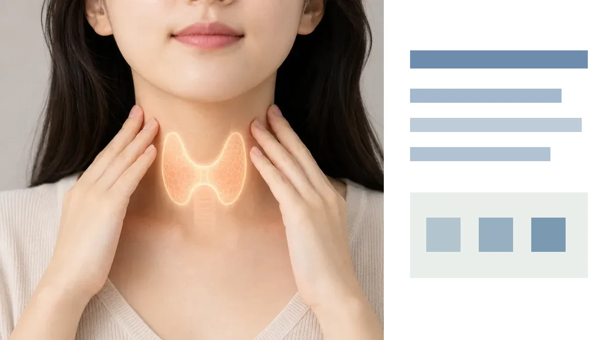 갑상선검사 결과에 영향을 주는 조건과 증상 기록 항목을 비교한 설명 이미지