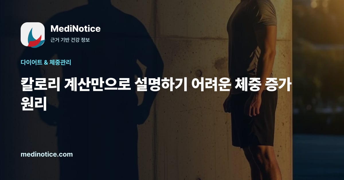 칼로리 계산만으로 설명하기 어려운 체중 증가 원리 관련 검사, 증상, 생활관리 맥락을 정리한 건강 정보 이미지 칼로리 계산만으로 설명하기 어려운 체중 증가 원리 관련 검사, 증상, 생활관리 맥락을 정리한 건강 정보 이미지